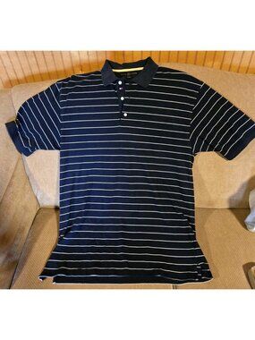 Tommy Hilfiger Golf Polo Shirt Men's Size L Striped Navy Blue Cotton Classic
